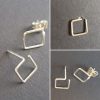 Open square earring stud