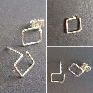 Open square earring stud