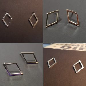 Hollow Diamond earring stud