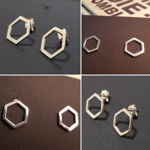 Hollow honeycomb earring stud