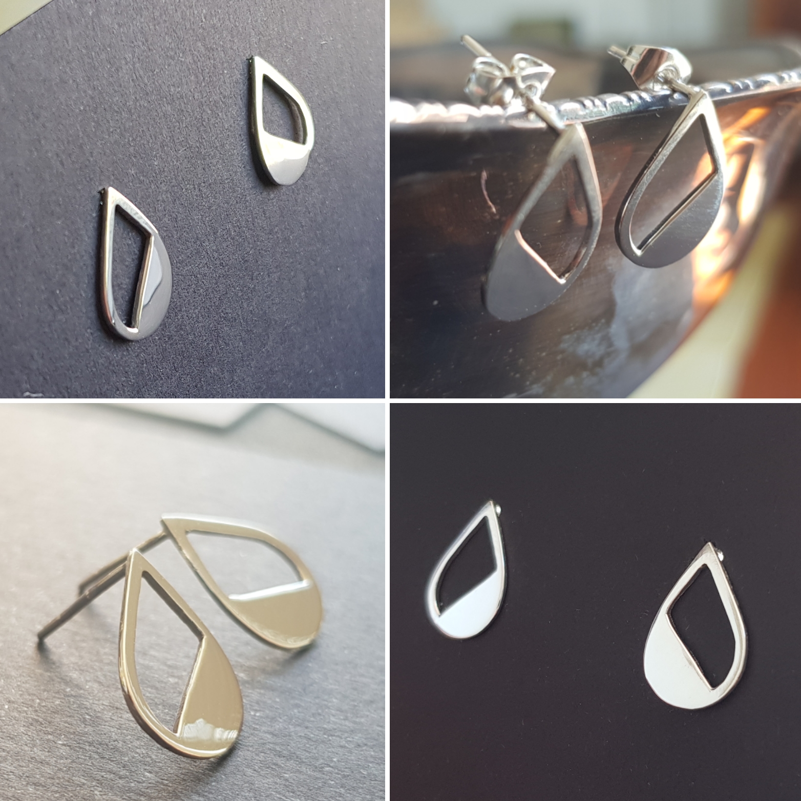 IMG_20181226_160753 Sterling silver earrings - Half Filled Teardrop by Two Love Design