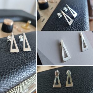 Silver Open Tall Triangle Earrings