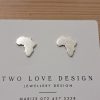 Sterling silver Africa-shaped stud earrings - hand-crafted continent silhouette by Two Love Design