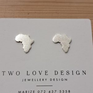 Sterling silver Africa-shaped stud earrings - hand-crafted continent silhouette by Two Love Design