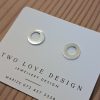 Sterling silver cut-out circle stud earrings - flat disc with circular hole by Two Love Design