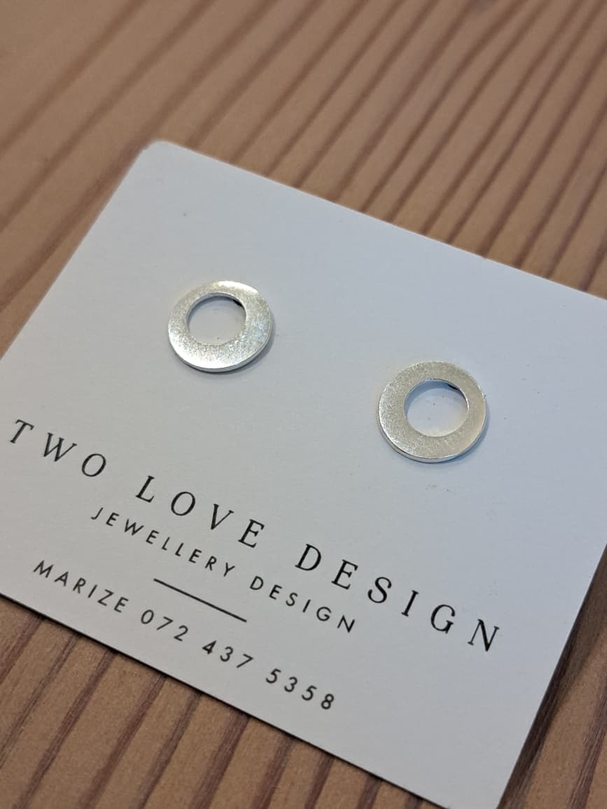 Sterling_Silver_Cut_Out_Circle Sterling silver cut-out circle stud earrings - flat disc with circular hole by Two Love Design