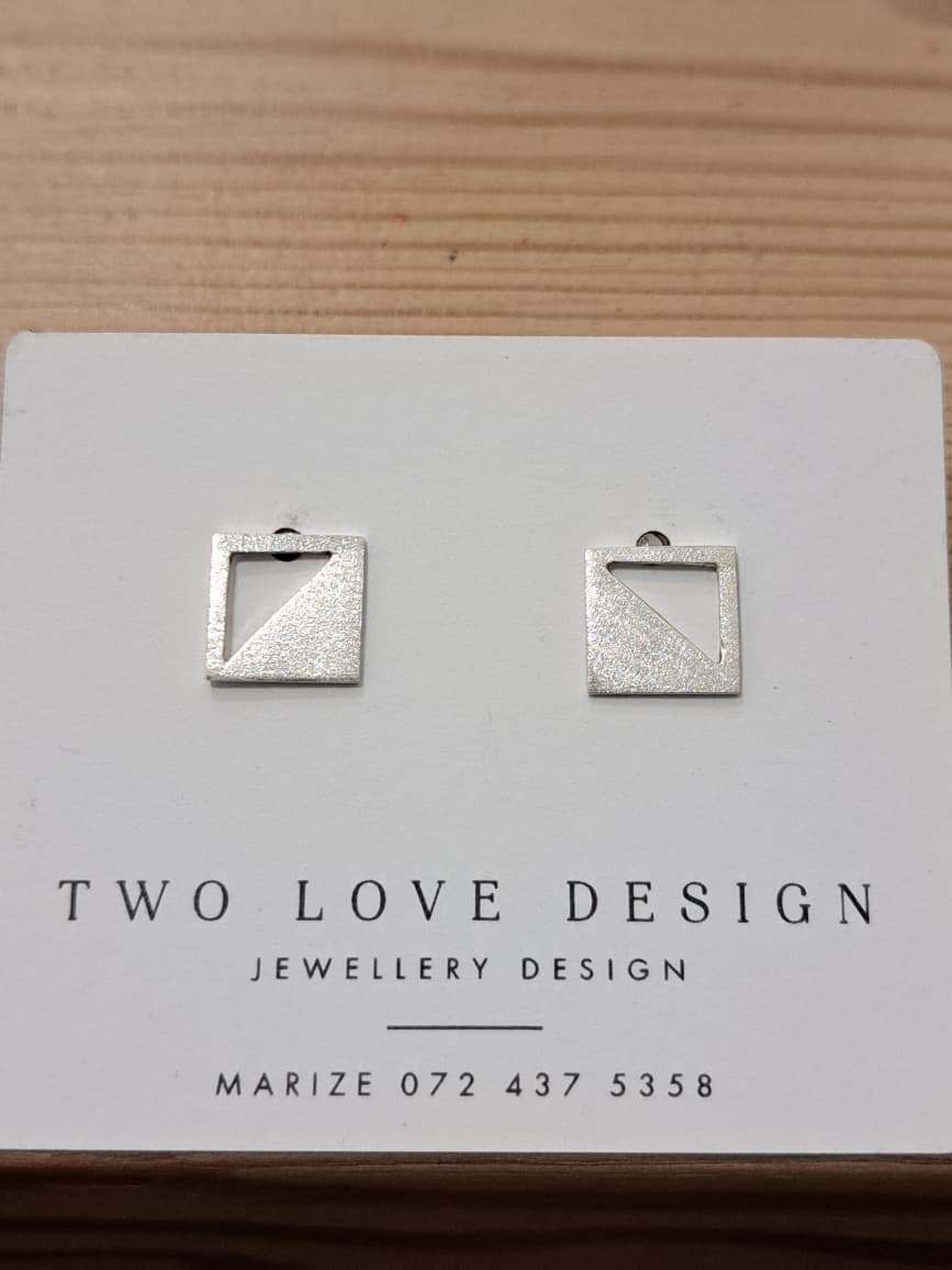 Sterling_Silver_Cut_Out_Square Sterling silver cut-out square stud earrings - geometric square frame design by Two Love Design