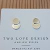 Sterling silver double disc stud earrings - two overlapping flat circles by Two Love Design