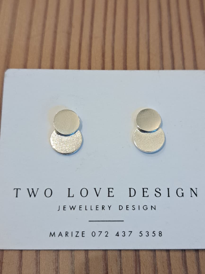 Sterling_Silver_Dubble_Circle Sterling silver double disc stud earrings - two overlapping flat circles by Two Love Design