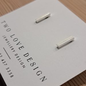 Sterling silver small square stick stud earrings - tiny square-section bars by Two Love Design