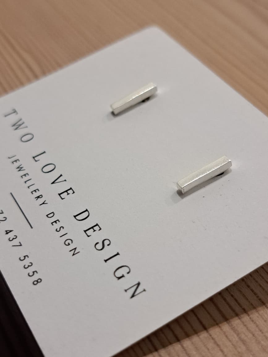 Sterling_Silver_Small_Square_sticks Sterling silver small square stick stud earrings - tiny square-section bars by Two Love Design