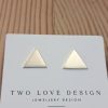 Sterling silver solid triangle stud earrings - clean geometric design by Two Love Design