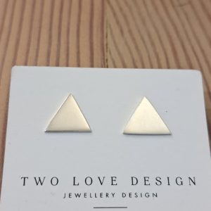 Sterling silver solid triangle stud earrings - clean geometric design by Two Love Design