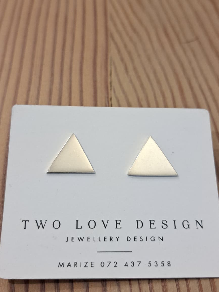 Sterling_Silver_Solid_Triangle Sterling silver solid triangle stud earrings - clean geometric design by Two Love Design