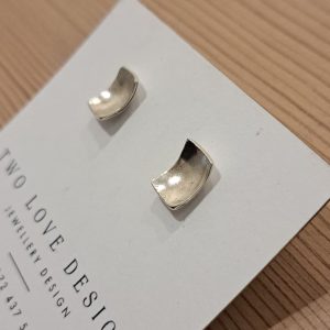 Sterling silver square dome stud earrings - subtle curved silhouette by Two Love Design