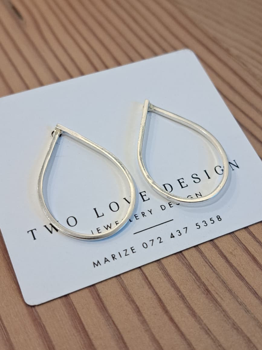 Sterling_Silver_Teardrop Sterling silver wire teardrop stud earrings - large polished open teardrop by Two Love Design