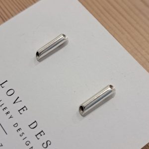 Sterling silver tube stud earrings - short hollow cylinder design by Two Love Design