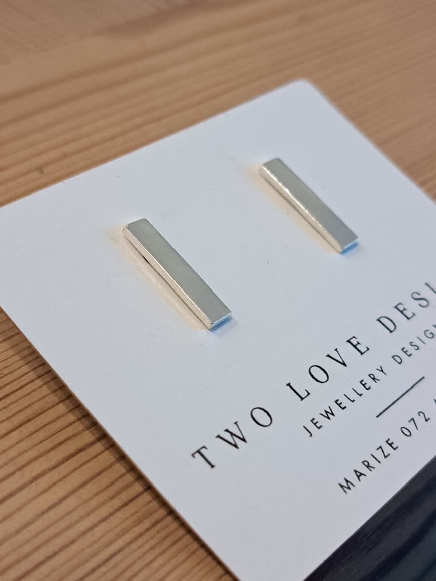 Sterling_Silver_flat_sticks Sterling silver flat stick stud earrings - slim minimal bar design by Two Love Design