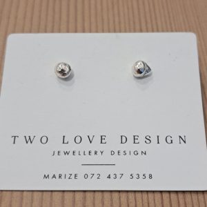 Small sterling silver hand-cast nugget studs - each pair uniquely shaped