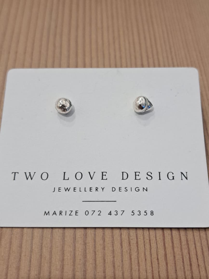 Sterling_Silver_Nugget_1_4 Small sterling silver hand-cast nugget studs - each pair uniquely shaped